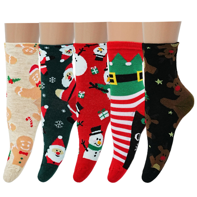 Christmas Holiday Socks Fashion Cotton Middle Tube Sock Festive Crew Socks